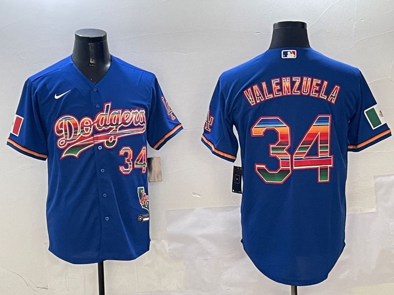 Men Los Angeles Dodgers 34 Valenzuela Blue Fashion Game 2025 Nike MLB Jersey style 3125